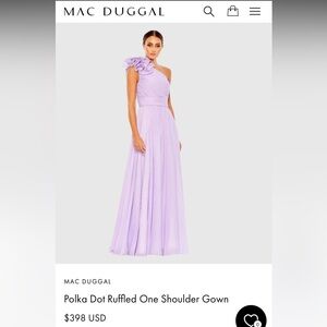 Mac Duggal Polka Dot Ruffled One Shoulder Gown